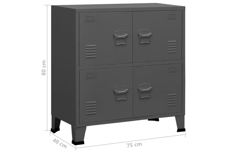 Arkivskap antrasitt 75x40x80 cm stål - Antrasittgrå - Oppbevaring - Skap - Oppbevaringsskap - Kontorskap - Dokumentskap