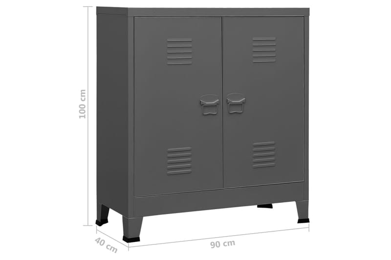 Arkivskap antrasitt 90x40x100 cm stål - Antrasittgrå - Oppbevaring - Skap - Oppbevaringsskap - Kontorskap - Dokumentskap