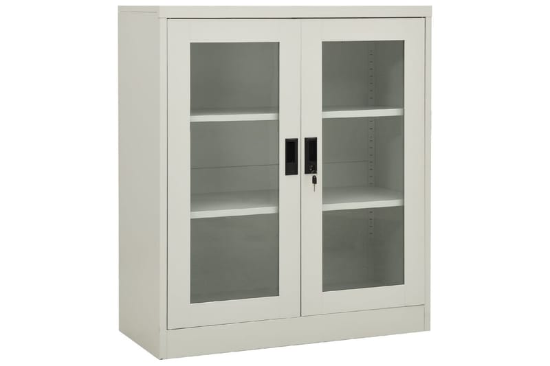 Kontorskap 90x40x105 cm stål lysegrå - Grå - Oppbevaring - Skap - Oppbevaringsskap - Kontorskap - Dokumentskap