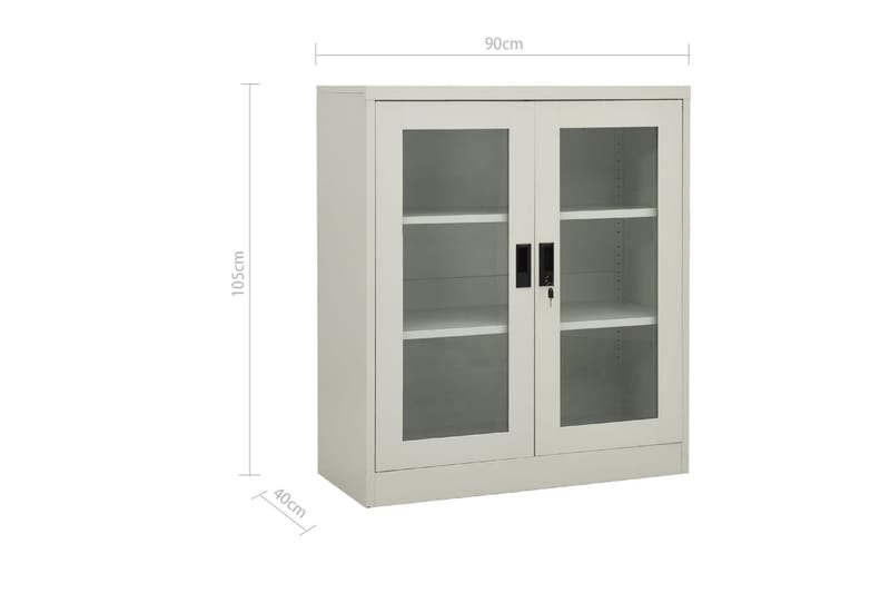 Kontorskap 90x40x105 cm stål lysegrå - Grå - Oppbevaring - Skap - Oppbevaringsskap - Kontorskap - Dokumentskap