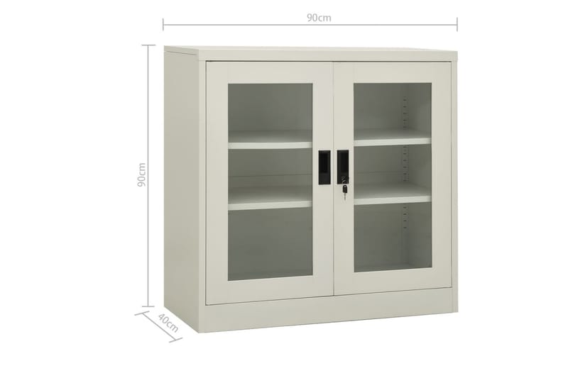 Kontorskap 90x40x90 cm stål lysegrå - Grå - Oppbevaring - Skap - Oppbevaringsskap - Kontorskap - Dokumentskap