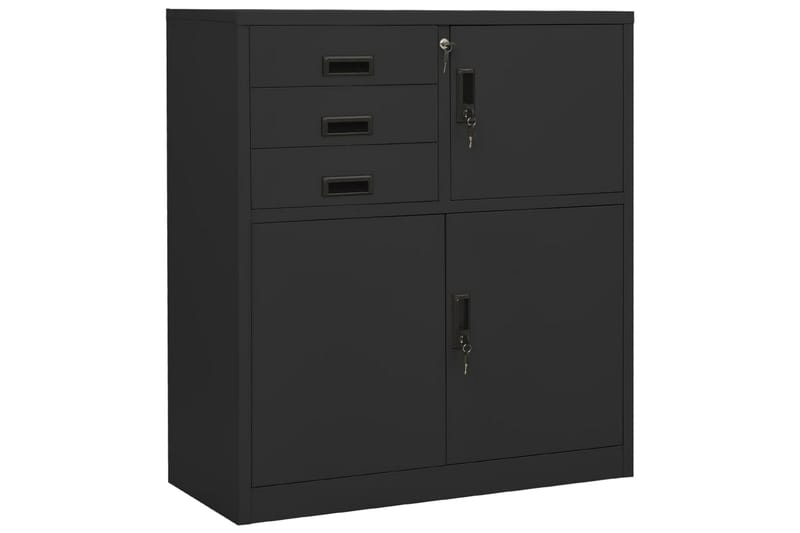 Kontorskap antrasitt 90x40x102 cm stål - Antrasittgrå - Oppbevaring - Skap - Oppbevaringsskap - Kontorskap - Dokumentskap