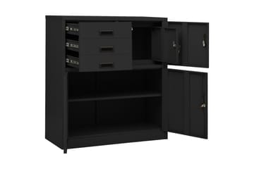 Kontorskap antrasitt 90x40x102 cm stål - Antrasittgrå - Oppbevaring - Skap - Oppbevaringsskap - Kontorskap - Dokumentskap