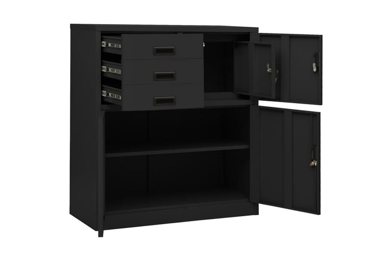 Kontorskap antrasitt 90x40x102 cm stål - Antrasittgrå - Oppbevaring - Skap - Oppbevaringsskap - Kontorskap - Dokumentskap