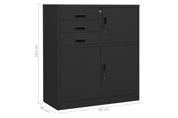 Kontorskap antrasitt 90x40x102 cm stål - Antrasittgrå - Oppbevaring - Skap - Oppbevaringsskap - Kontorskap - Dokumentskap