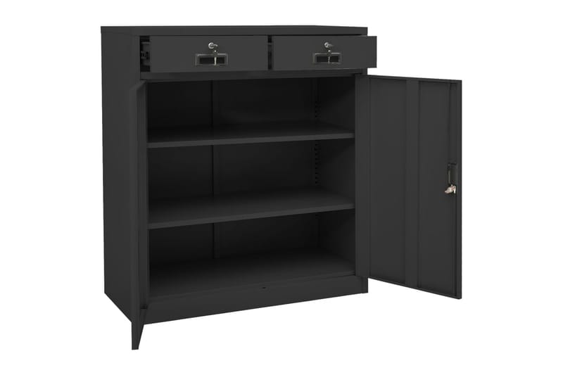 Kontorskap antrasitt 90x40x102 cm stål - Antrasittgrå - Oppbevaring - Skap - Oppbevaringsskap - Kontorskap - Dokumentskap