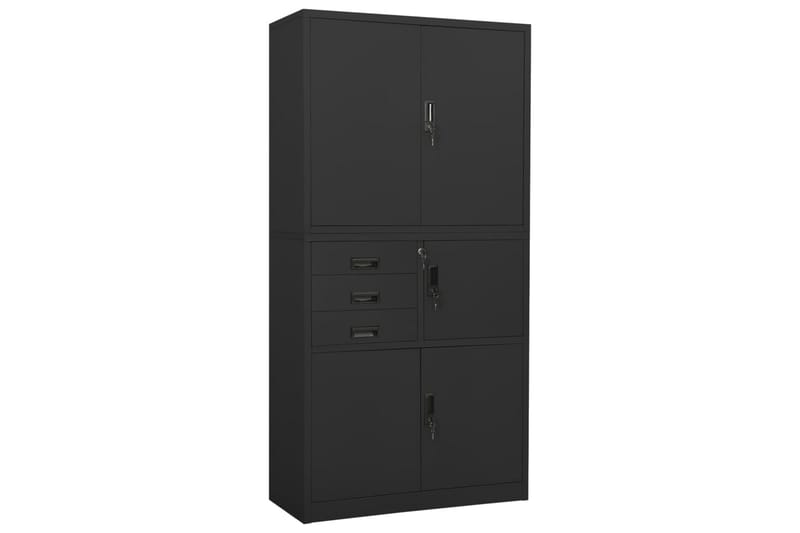Kontorskap antrasitt 90x40x180 cm stål - Antrasittgrå - Oppbevaring - Skap - Oppbevaringsskap - Kontorskap - Dokumentskap