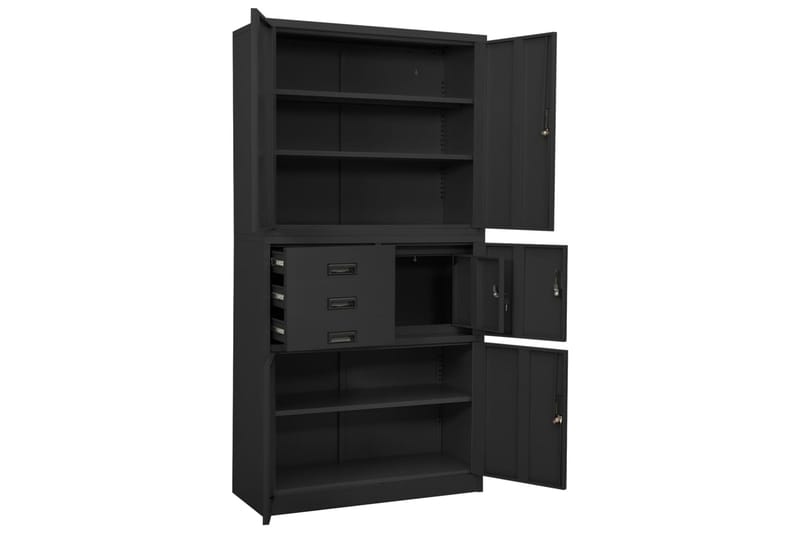Kontorskap antrasitt 90x40x180 cm stål - Antrasittgrå - Oppbevaring - Skap - Oppbevaringsskap - Kontorskap - Dokumentskap