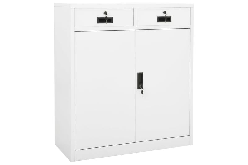 Kontorskap hvit 90x40x102 cm stål - Hvit - Oppbevaring - Skap - Oppbevaringsskap - Kontorskap - Dokumentskap