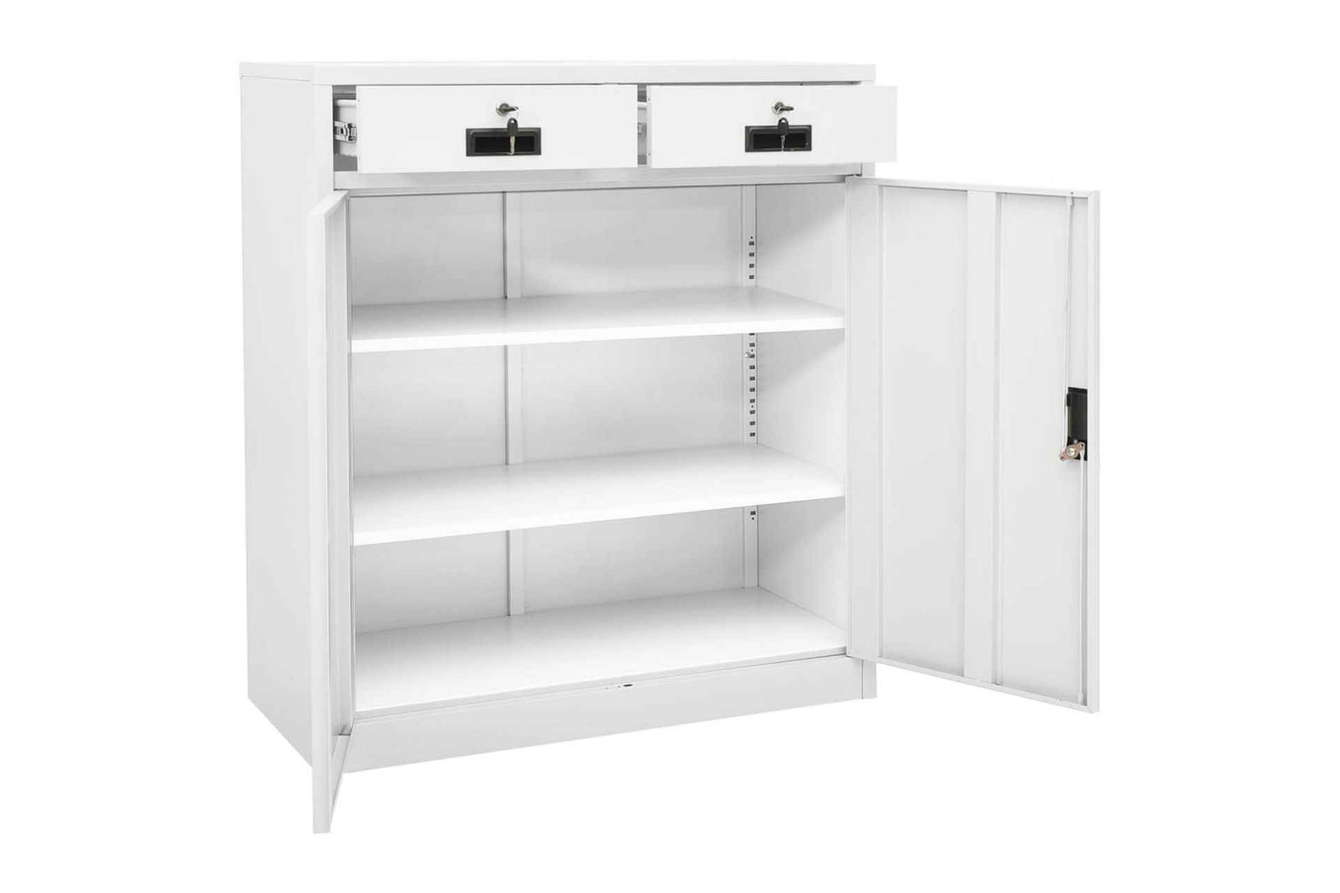 Kontorskap hvit 90x40x102 cm stål - Hvit - Oppbevaring - Skap - Oppbevaringsskap - Kontorskap - Dokumentskap