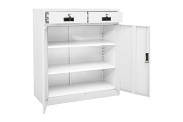 Kontorskap hvit 90x40x102 cm stål - Hvit - Oppbevaring - Skap - Oppbevaringsskap - Kontorskap - Dokumentskap