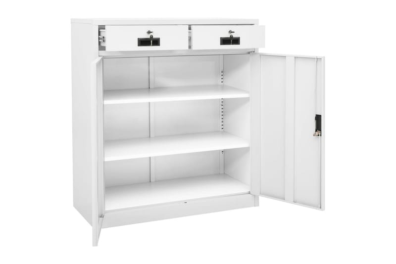 Kontorskap hvit 90x40x102 cm stål - Hvit - Oppbevaring - Skap - Oppbevaringsskap - Kontorskap - Dokumentskap