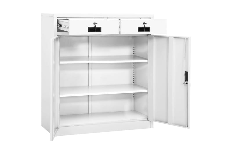 Kontorskap hvit 90x40x102 cm stål - Hvit - Dokumentskap - Kontormøbler