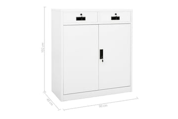 Kontorskap hvit 90x40x102 cm stål - Hvit - Oppbevaring - Skap - Oppbevaringsskap - Kontorskap - Dokumentskap