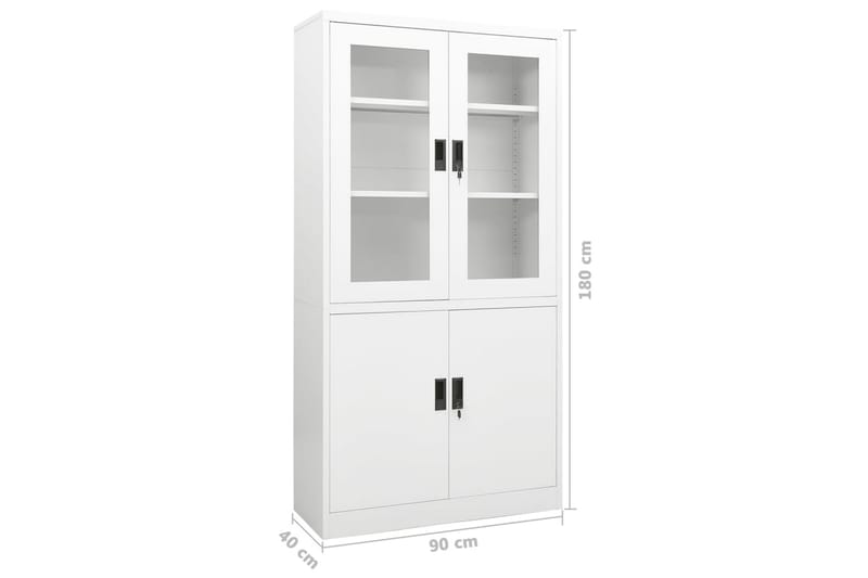 Kontorskap hvit 90x40x180 cm stål - Hvit - Oppbevaring - Skap - Oppbevaringsskap - Kontorskap - Dokumentskap