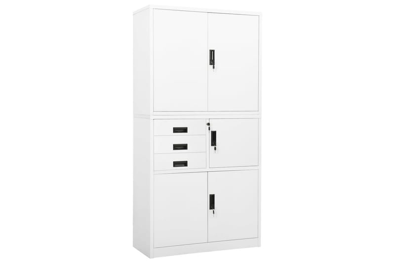 Kontorskap hvit 90x40x180 cm stål - Hvit - Oppbevaring - Skap - Oppbevaringsskap - Kontorskap - Dokumentskap