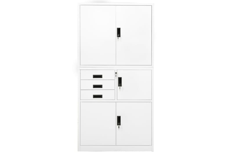 Kontorskap hvit 90x40x180 cm stål - Hvit - Oppbevaring - Skap - Oppbevaringsskap - Kontorskap - Dokumentskap