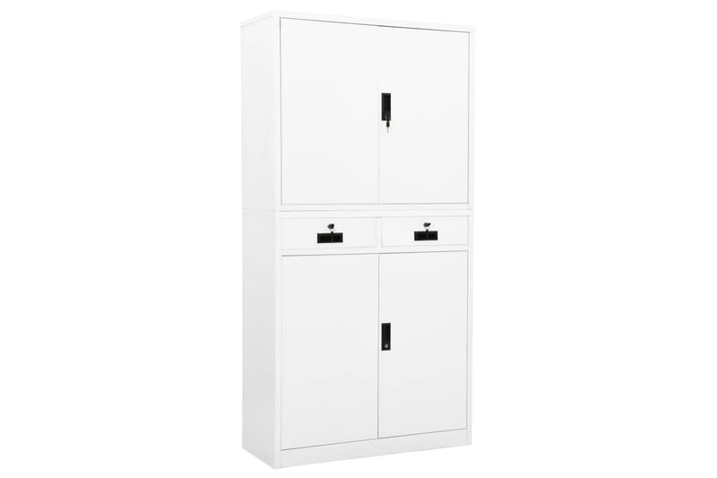 Kontorskap hvit 90x40x180 cm stål - Hvit - Oppbevaring - Skap - Oppbevaringsskap - Kontorskap - Dokumentskap
