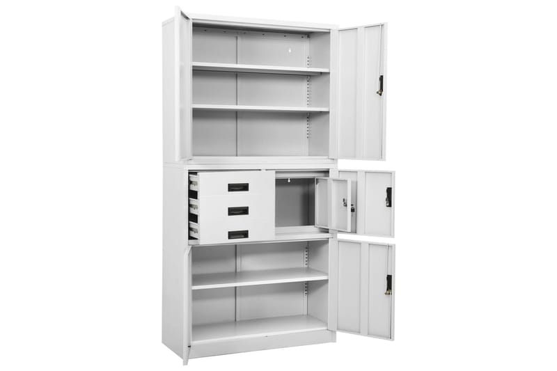 Kontorskap hvit 90x40x180 cm stål - Hvit - Oppbevaring - Skap - Oppbevaringsskap - Kontorskap - Dokumentskap