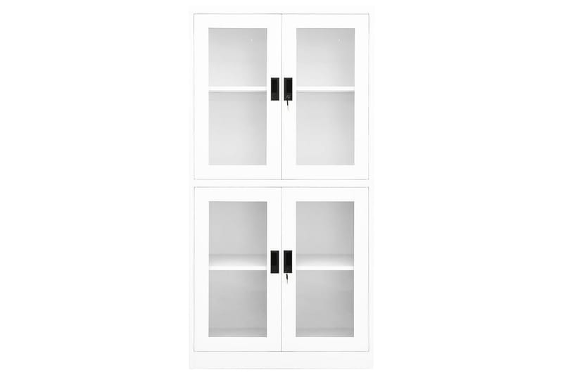 Kontorskap hvit 90x40x180 cm stål og herdet glass - Hvit - Dokumentskap - Kontormøbler