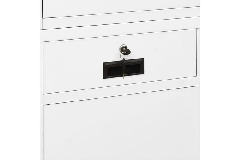 Kontorskap hvit 90x40x180 cm stål og herdet glass - Hvit - Oppbevaring - Skap - Oppbevaringsskap - Kontorskap - Dokumentskap