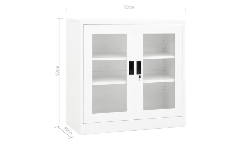 Kontorskap hvit 90x40x90 cm stål - Hvit - Oppbevaring - Skap - Oppbevaringsskap - Kontorskap - Dokumentskap