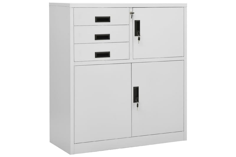 Kontorskap lysegrå 90x40x102 cm stål - Grå - Oppbevaring - Skap - Oppbevaringsskap - Kontorskap - Dokumentskap