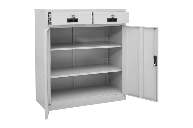Kontorskap lysegrå 90x40x102 cm stål - Grå - Oppbevaring - Skap - Oppbevaringsskap - Kontorskap - Dokumentskap