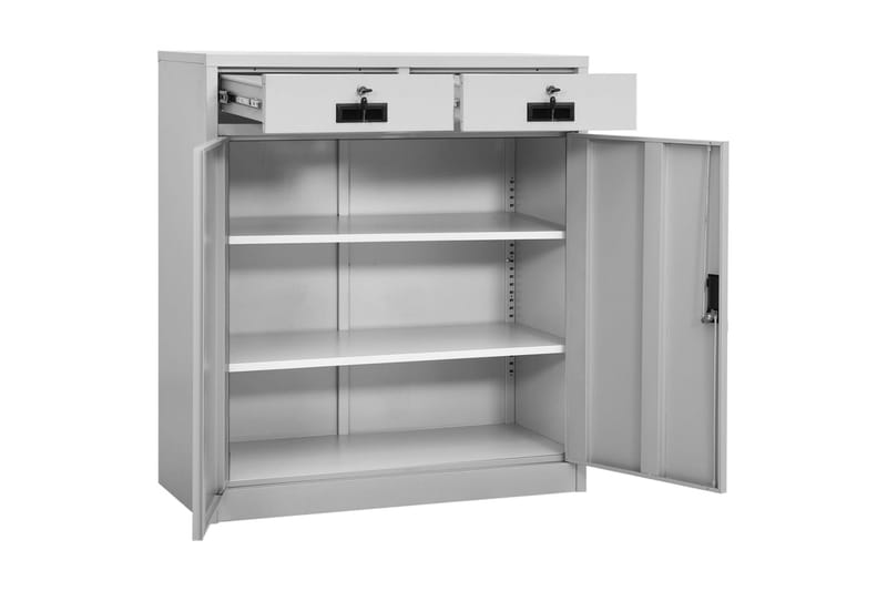 Kontorskap lysegrå 90x40x102 cm stål - Grå - Oppbevaring - Skap - Oppbevaringsskap - Kontorskap - Dokumentskap