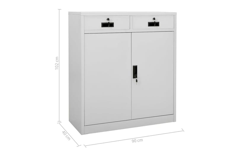Kontorskap lysegrå 90x40x102 cm stål - Grå - Oppbevaring - Skap - Oppbevaringsskap - Kontorskap - Dokumentskap