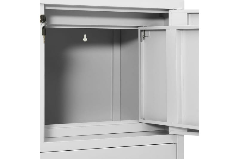 Kontorskap lysegrå 90x40x102 cm stål - Grå - Oppbevaring - Skap - Oppbevaringsskap - Kontorskap - Dokumentskap