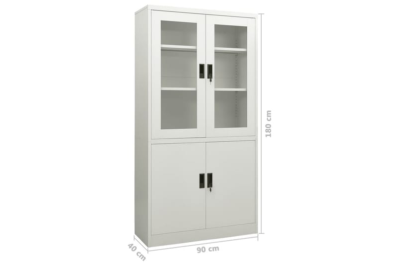 Kontorskap lysegrå 90x40x180 cm stål - Grå - Oppbevaring - Skap - Oppbevaringsskap - Kontorskap - Dokumentskap