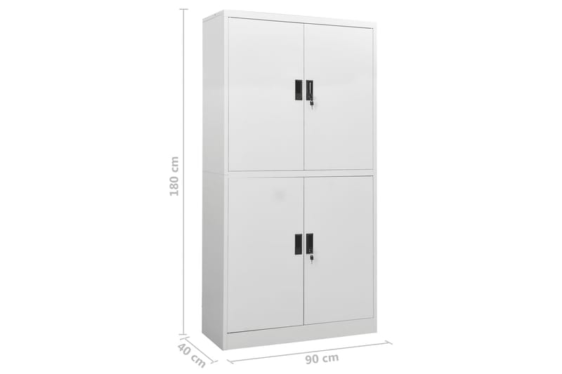 Kontorskap lysegrå 90x40x180 cm stål - Grå - Oppbevaring - Skap - Oppbevaringsskap - Kontorskap - Dokumentskap