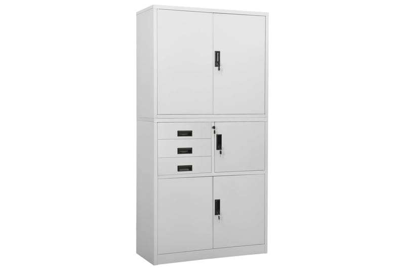 Kontorskap lysegrå 90x40x180 cm stål - Grå - Oppbevaring - Skap - Oppbevaringsskap - Kontorskap - Dokumentskap