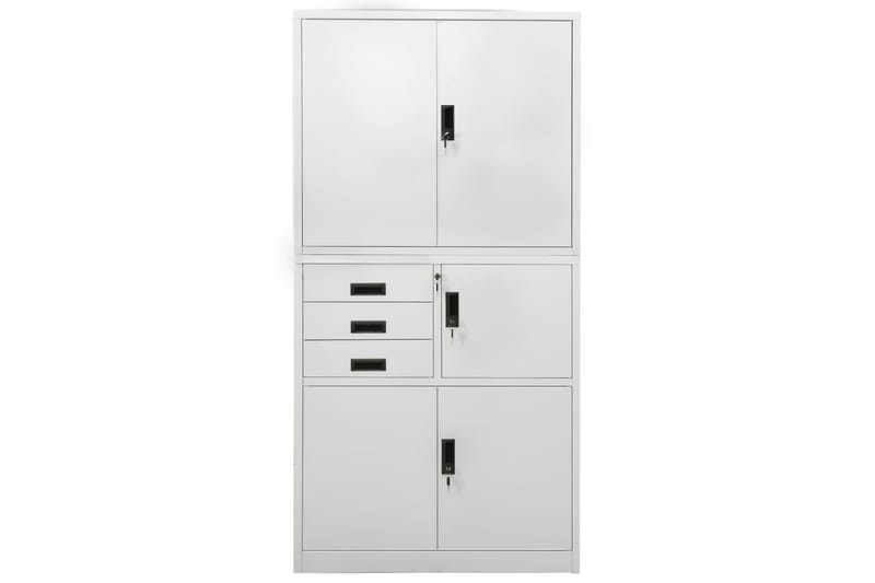Kontorskap lysegrå 90x40x180 cm stål - Grå - Oppbevaring - Skap - Oppbevaringsskap - Kontorskap - Dokumentskap