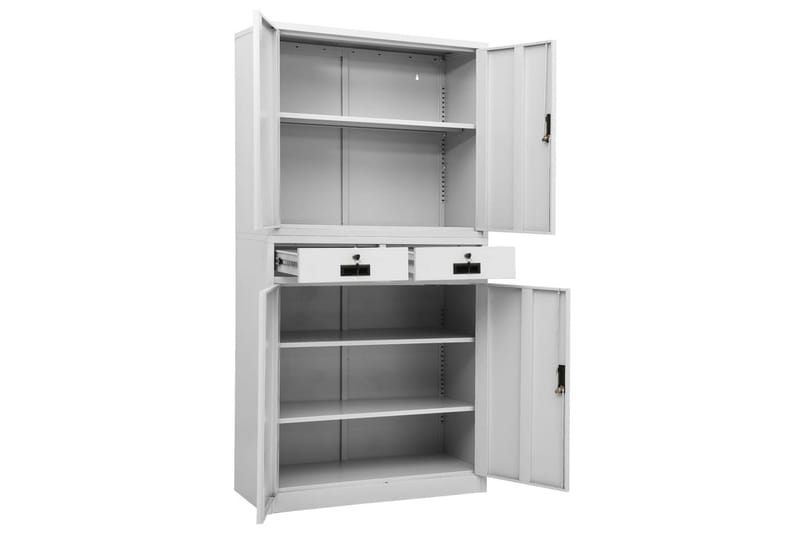 Kontorskap lysegrå 90x40x180 cm stål - Grå - Oppbevaring - Skap - Oppbevaringsskap - Kontorskap - Dokumentskap