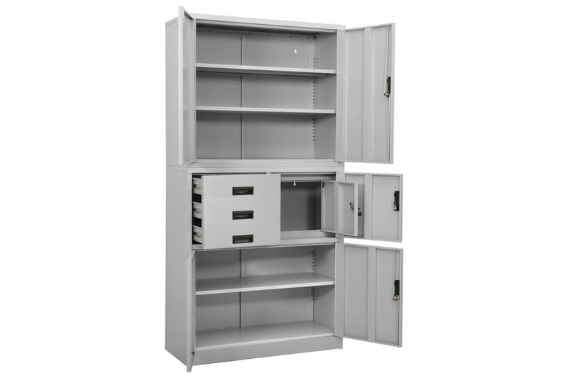 Kontorskap lysegrå 90x40x180 cm stål - Grå - Oppbevaring - Skap - Oppbevaringsskap - Kontorskap - Dokumentskap