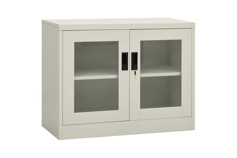 Kontorskap lysegrå 90x40x70 cm stål - Grå - Oppbevaring - Skap - Oppbevaringsskap - Kontorskap - Dokumentskap