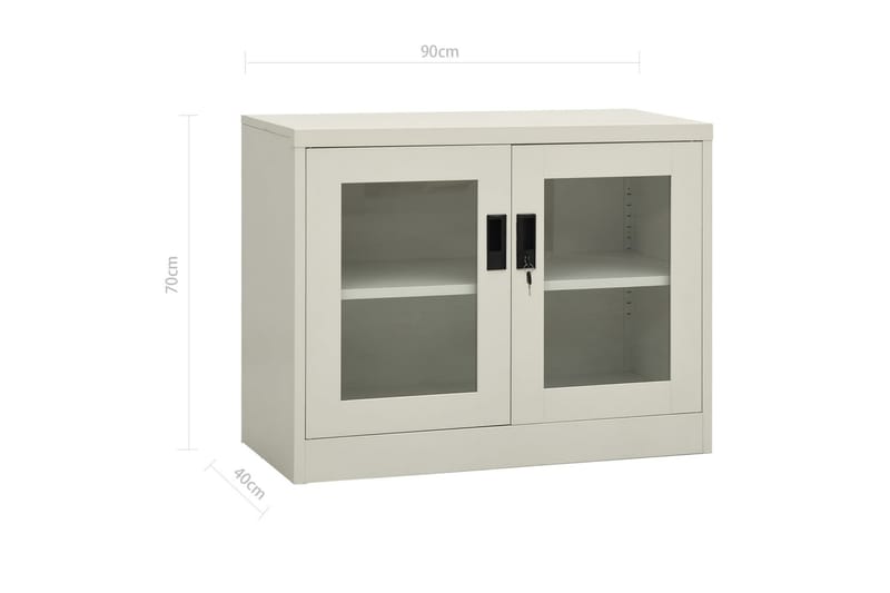 Kontorskap lysegrå 90x40x70 cm stål - Grå - Oppbevaring - Skap - Oppbevaringsskap - Kontorskap - Dokumentskap