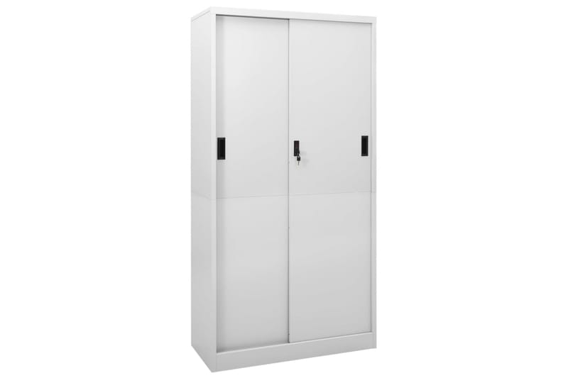 Kontorskap med skyvedør 90x40x180 cm lysegrå stål - Grå - Oppbevaring - Skap - Oppbevaringsskap - Kontorskap - Dokumentskap