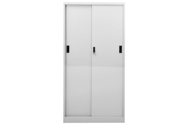 Kontorskap med skyvedør 90x40x180 cm lysegrå stål - Grå - Oppbevaring - Skap - Oppbevaringsskap - Kontorskap - Dokumentskap