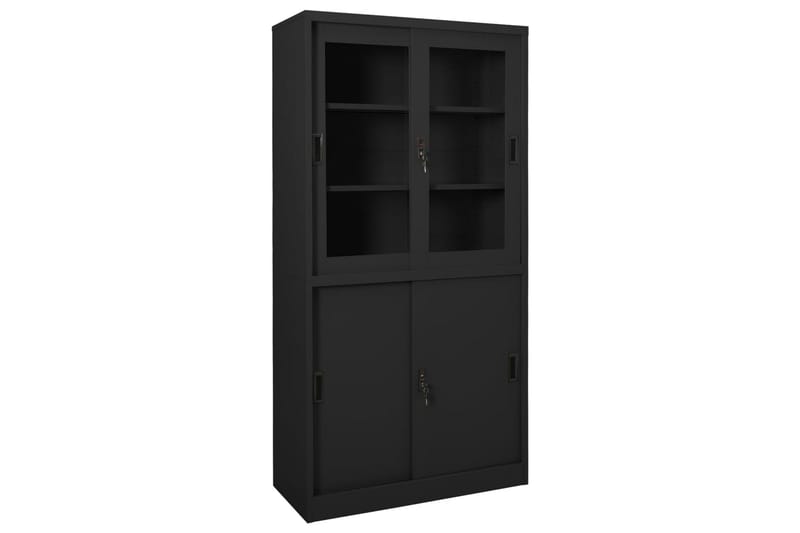 Kontorskap med skyvedør 90x40x180 cm stål antrasitt - Antrasittgrå - Oppbevaring - Skap - Oppbevaringsskap - Kontorskap - Dokumentskap