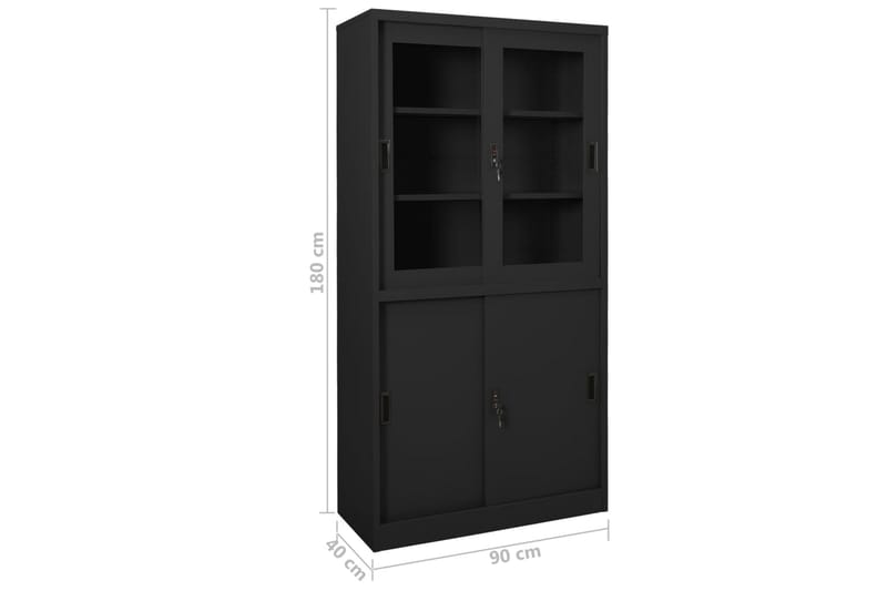 Kontorskap med skyvedør 90x40x180 cm stål antrasitt - Antrasittgrå - Oppbevaring - Skap - Oppbevaringsskap - Kontorskap - Dokumentskap