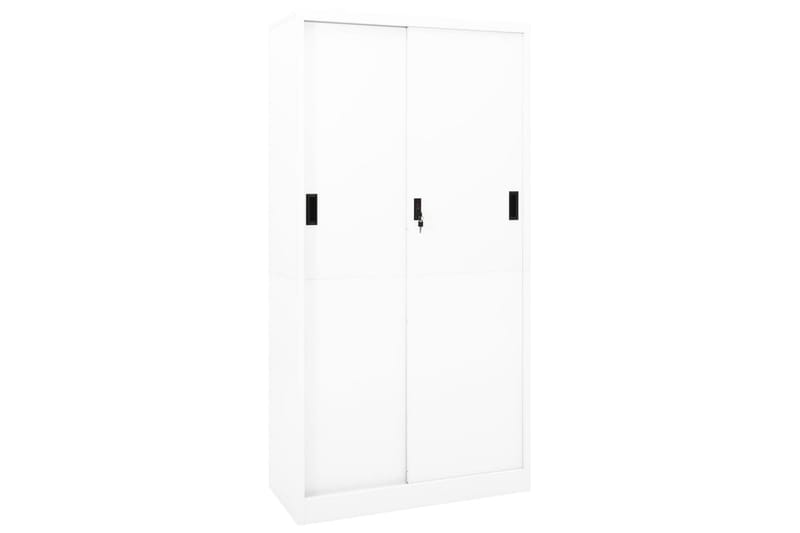 Kontorskap med skyvedør 90x40x180 cm stål hvit - Hvit - Oppbevaring - Skap - Oppbevaringsskap - Kontorskap - Dokumentskap