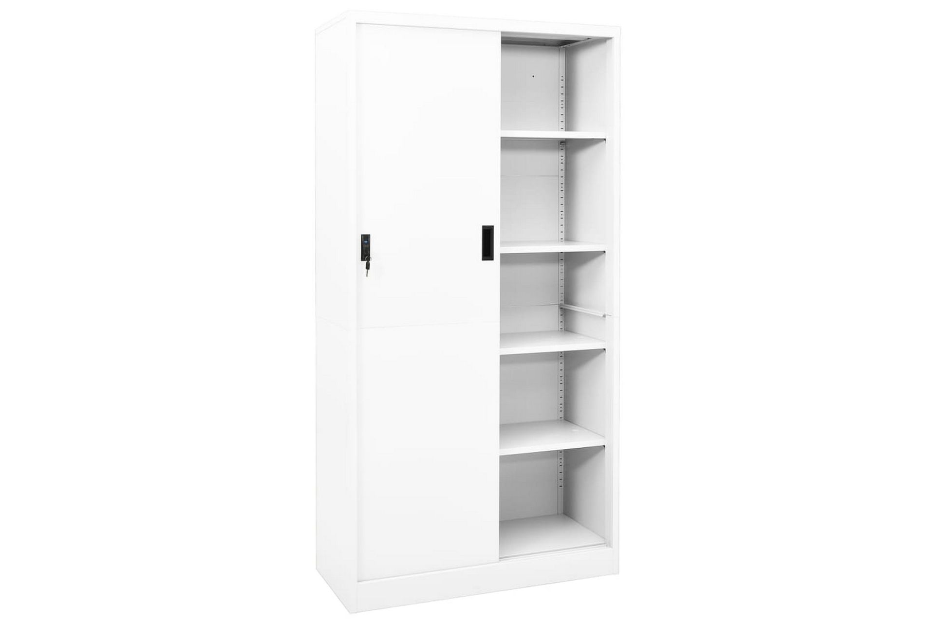 Kontorskap med skyvedør 90x40x180 cm stål hvit - Hvit - Oppbevaring - Skap - Oppbevaringsskap - Kontorskap - Dokumentskap