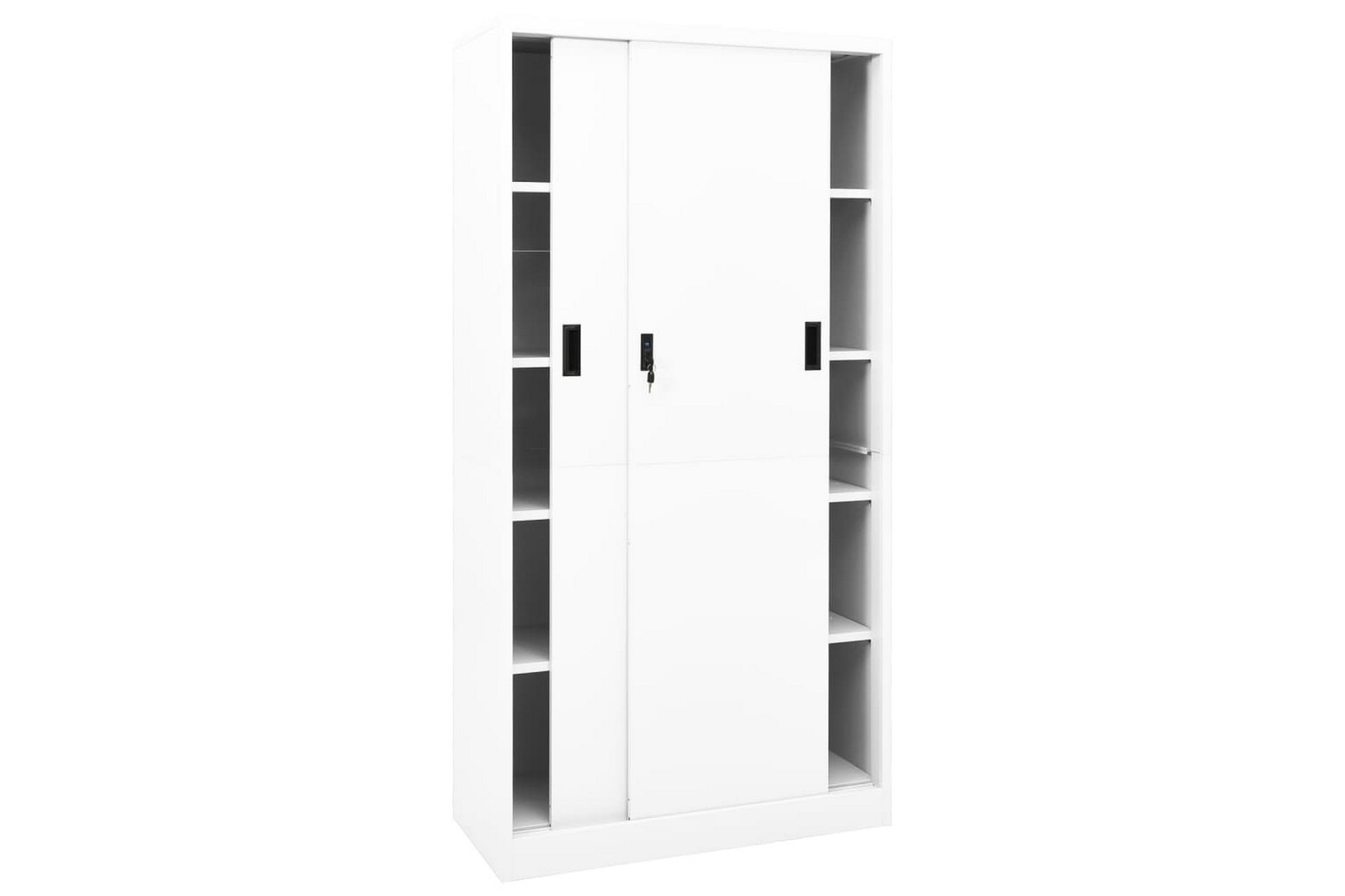 Kontorskap med skyvedør 90x40x180 cm stål hvit - Hvit - Oppbevaring - Skap - Oppbevaringsskap - Kontorskap - Dokumentskap