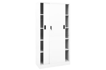 Kontorskap med skyvedør 90x40x180 cm stål hvit - Hvit - Oppbevaring - Skap - Oppbevaringsskap - Kontorskap - Dokumentskap