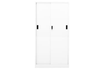 Kontorskap med skyvedør 90x40x180 cm stål hvit - Hvit - Oppbevaring - Skap - Oppbevaringsskap - Kontorskap - Dokumentskap