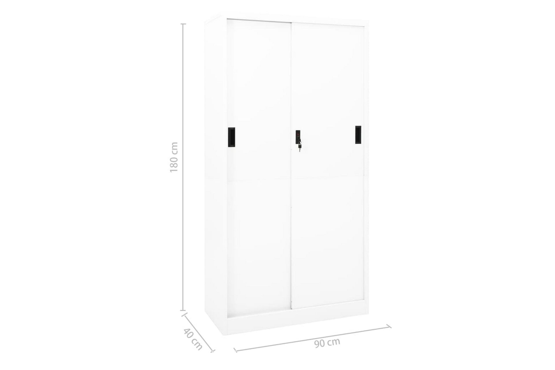 Kontorskap med skyvedør 90x40x180 cm stål hvit - Hvit - Oppbevaring - Skap - Oppbevaringsskap - Kontorskap - Dokumentskap