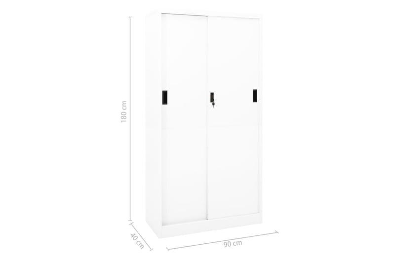 Kontorskap med skyvedør 90x40x180 cm stål hvit - Hvit - Oppbevaring - Skap - Oppbevaringsskap - Kontorskap - Dokumentskap